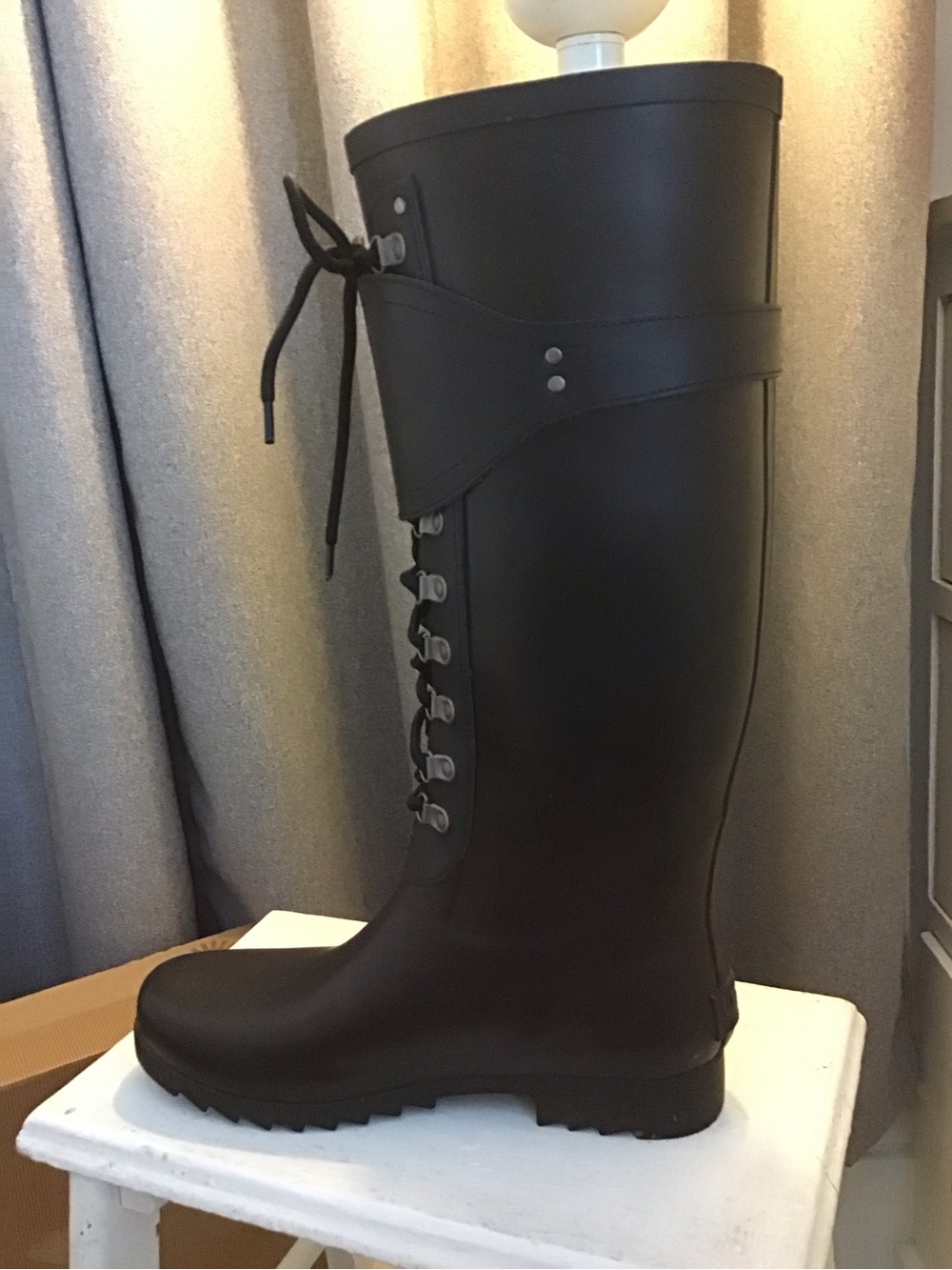 UGG Black Tall Lace-Up Waterproof Rain Boots - Picture 3 of 11